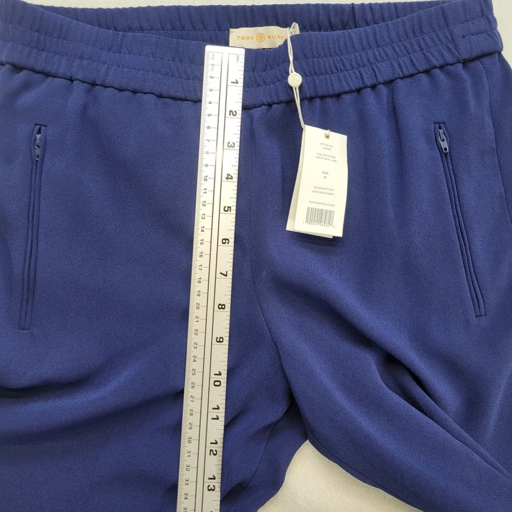 Tory Burch Addison Pants Womens 6 Navy Sea Wide Leg Elastic Waist